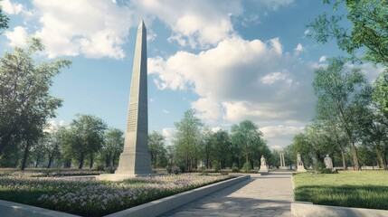 Fototapeta premium Serene Memorial Park: A Vision of Tranquility and Remembrance