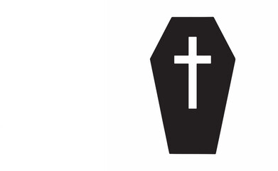 Obraz premium Coffin Casket Icon Black Silhouette with Christian Cross