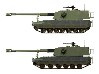 A collection of self-propelled howitzer concepts on a tracked base (top: TH-72 SPH, bottom: TAA SPH). Individual images, in full size, can be found in the portfolio or by name in the site search