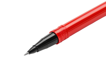 Red marker pen tip isolated on transparent background.
