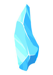 Crystal of ice, iceberg broken piece of ice, icicle, cold frozen block ice mountain, winter landscape for game design cartoon vector illustration
