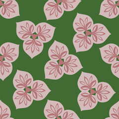 Exotic hand drawn flowers, seamless patterns with floral for fabric, textiles, clothing, wrapping paper, cover, banner, home decor, abstract backgrounds. Vector illustration

