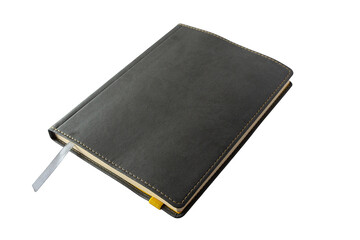 Leather notebook with bookmark isolated on white background