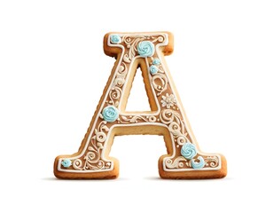 Decorated Cookie Letter A with Colorful Icing