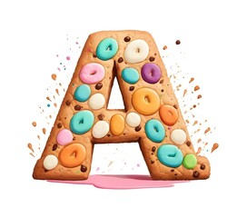 Decorated Cookie Letter A with Colorful Icing