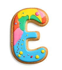 Decorated Cookie Letter E with Colorful Icing