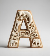 Decorated Cookie Letter A with Colorful Icing