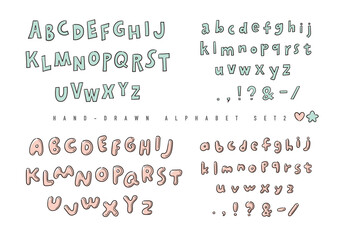 Hand-drawn Alphabet Series – Pink & Green / 手描き風アルファベット（ピンク＆グリーン）