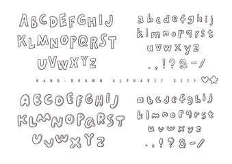 Hand-drawn Alphabet Series – Outline (Monochrome) / 手描き風アルファベット（線画・モノクロ）