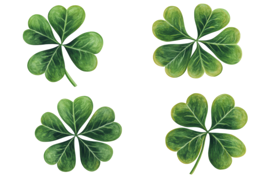 Green clover leaves isolated on transparent background. Leaf clover isolated on white background.