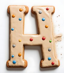 Decorated Cookie Letter H with Colorful Icing
