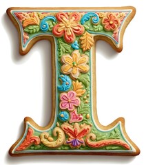 Decorated Cookie Letter I with Colorful Icing