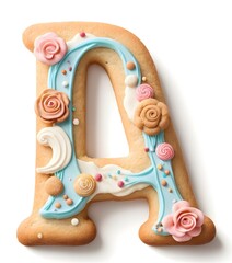 Decorated Cookie Letter A with Colorful Icing