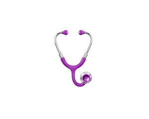 Purple stethoscope isolated on transparent background 
