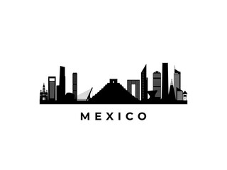 Obraz premium Vector Mexico skyline. Travel Mexico famous landmarks. Business and tourism concept for presentation, banner, web site.