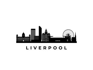 Naklejka premium Vector Liverpool skyline. Travel Liverpool famous landmarks. Business and tourism concept for presentation, banner, web site.