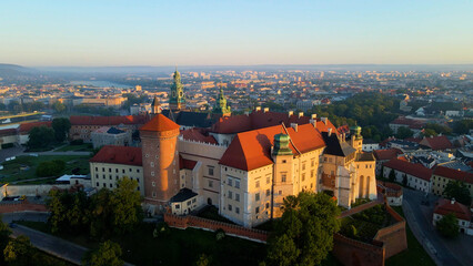 Obraz premium Krakow Wawel Castle drone view