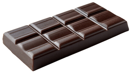 Obraz premium Minimalist dark chocolate bar with clean lines and perfect edges, background. isolated on a Transparent background, PNG file.