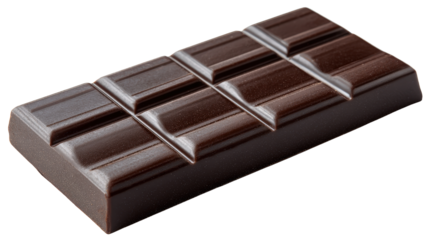Minimalist dark chocolate bar with clean lines and perfect edges, background. isolated on a Transparent background, PNG file.