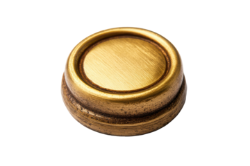 Small antique golden barrel isolated on transparent background.