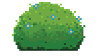 bush with blue flower pixel art