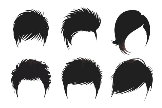 Men&rsquo;s Haircuts and Hairstyles Vector,  Modern Grooming, Trendy Male Styles, Pompadour, Fade, Undercut, Crew Cut, Side Part, Stylish Hair, Barbering, Hair Design, Vector Illustration for Fashion and Li