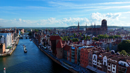 modern european city street houses view from above Gdansk Poland