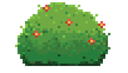 bush with red flower pixel art