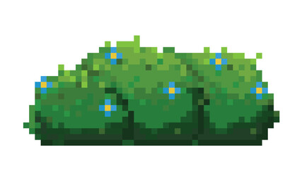 bush with blue flower pixel art