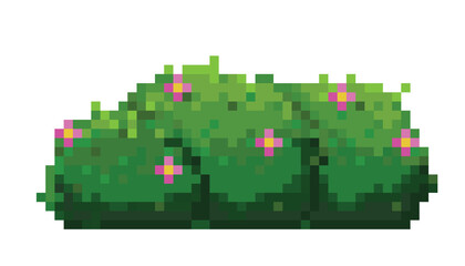 bush with pink flower pixel art