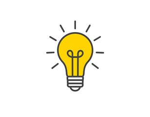 Simple lightbulb icon, bright yellow light