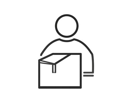 Simple line art of person opening a box - Powered by Adobe