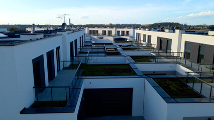 Modern area houses streets townhouse nature city