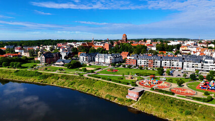 City street view from above European Tczew Poland