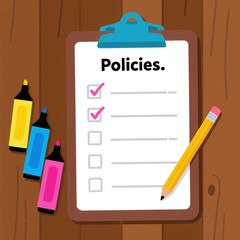 Organized checklist on wooden desk with markers and pencil, ready for action