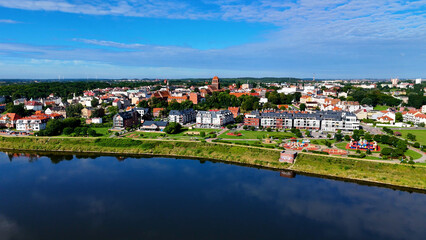 City street view from above European Tczew Poland