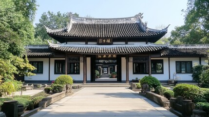 Obraz premium Traditional Chinese architecture, a serene gateway