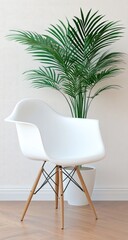 Plant and chair Modern room with bright, minimal aesthetic