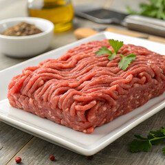 raw ground beef ready for preparation