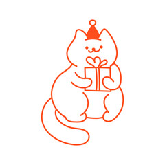 Vector illustration in simple hadn drawn style, in trendy playful whimsical quirky style, for Christmas and New Year prints, cards, banners, with funny and friendly mascot and character