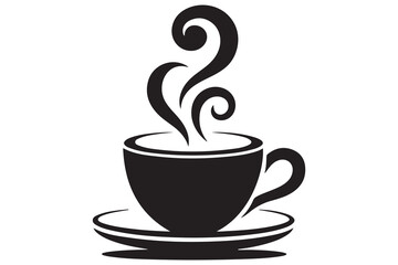 Coffee cup silhouette with steam hot drink vector illustration

