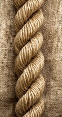 Thick yarn twisted spirally on a textured fabric background