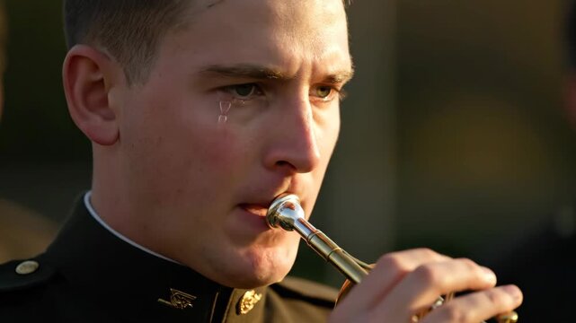 A Trumpeter's Emotional Performance, A Soldier Pays Respect with a Moving Trumpet Solo