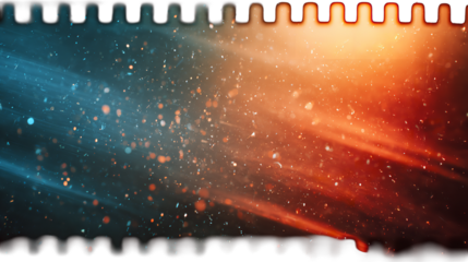 Abstract Blue and Orange Light Streaks with Film Border for Dramatic Effect