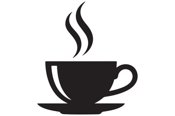 Coffee cup silhouette with steam hot drink vector illustration
