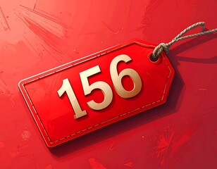 Red price tag with gold numerals