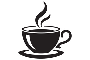 Coffee cup silhouette with steam hot drink vector illustration
