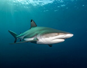 Obraz premium Shark in deep blue ocean