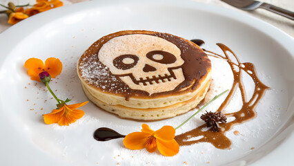 Skull Pattern Pancake (Stylized), Halloween Celebration