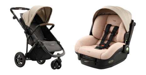 Stylish and Functional Baby Stroller and Car Seat Combo on Isolated Transparent Background